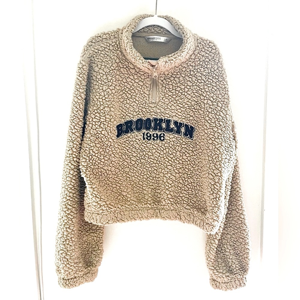 5/$20💥Marled Y2K Cropped Sweatshirt, Mock Neck 1/4" Zip, Brooklyn 1996